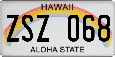 HI license plate ZSZ068