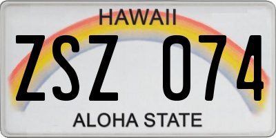 HI license plate ZSZ074