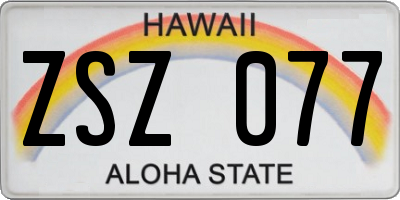 HI license plate ZSZ077