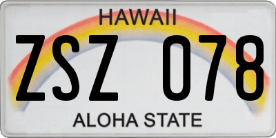 HI license plate ZSZ078