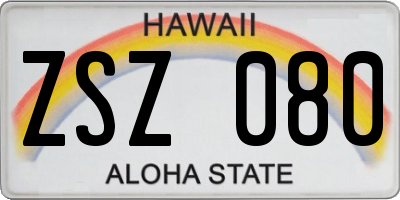 HI license plate ZSZ080