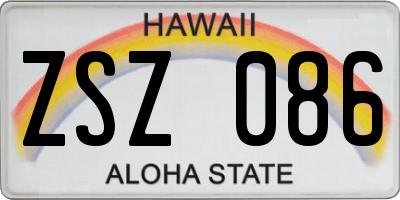 HI license plate ZSZ086
