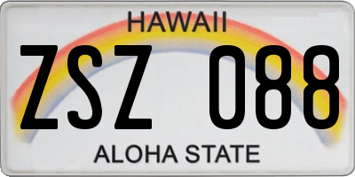 HI license plate ZSZ088