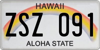 HI license plate ZSZ091