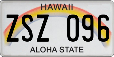 HI license plate ZSZ096