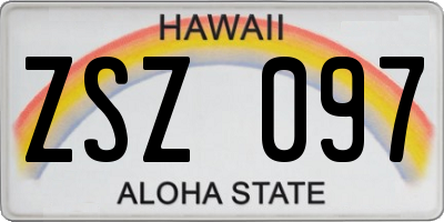 HI license plate ZSZ097