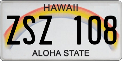 HI license plate ZSZ108
