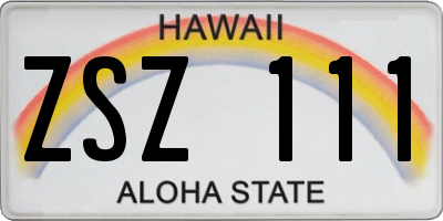 HI license plate ZSZ111