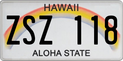 HI license plate ZSZ118