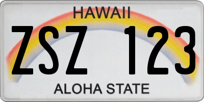 HI license plate ZSZ123