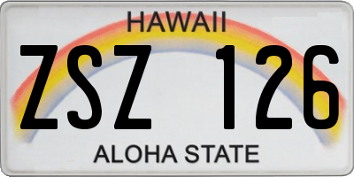 HI license plate ZSZ126