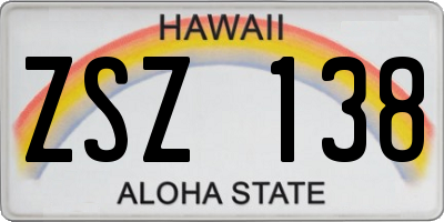 HI license plate ZSZ138