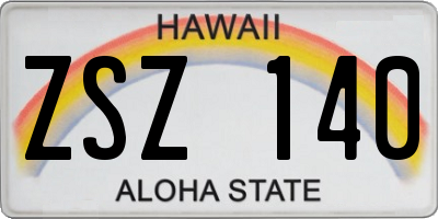 HI license plate ZSZ140