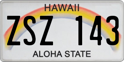 HI license plate ZSZ143
