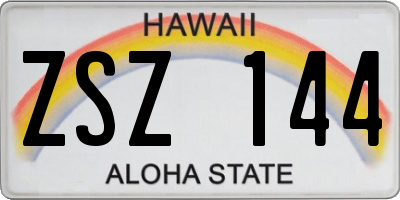 HI license plate ZSZ144