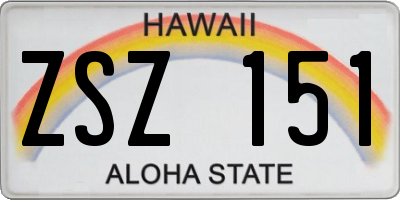 HI license plate ZSZ151
