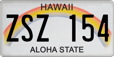 HI license plate ZSZ154
