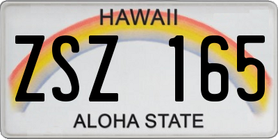 HI license plate ZSZ165