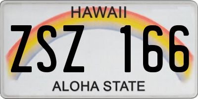 HI license plate ZSZ166