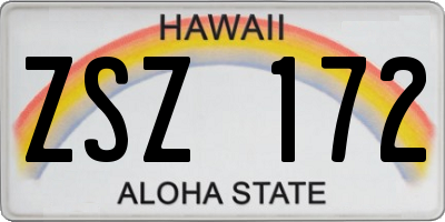 HI license plate ZSZ172