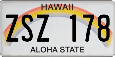 HI license plate ZSZ178