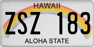 HI license plate ZSZ183