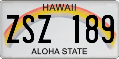 HI license plate ZSZ189