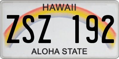 HI license plate ZSZ192