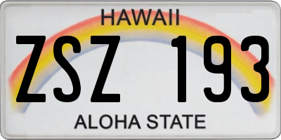 HI license plate ZSZ193