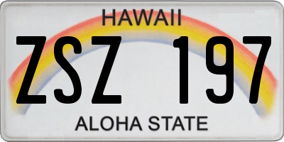 HI license plate ZSZ197