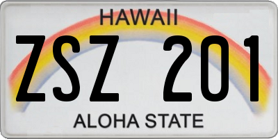 HI license plate ZSZ201