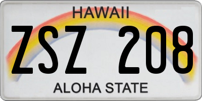HI license plate ZSZ208