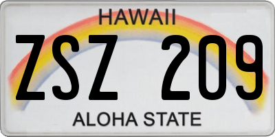 HI license plate ZSZ209