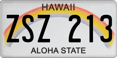 HI license plate ZSZ213