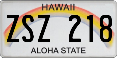 HI license plate ZSZ218