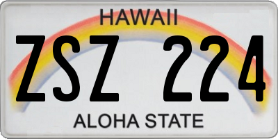 HI license plate ZSZ224