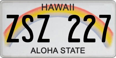HI license plate ZSZ227