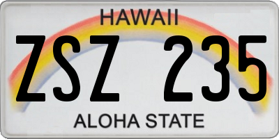 HI license plate ZSZ235