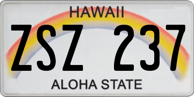 HI license plate ZSZ237