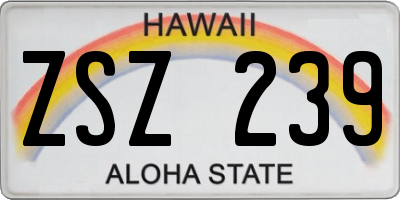 HI license plate ZSZ239