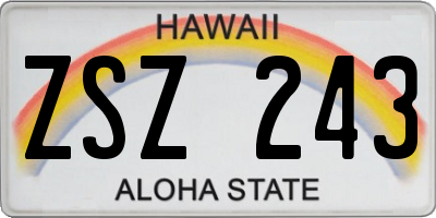HI license plate ZSZ243