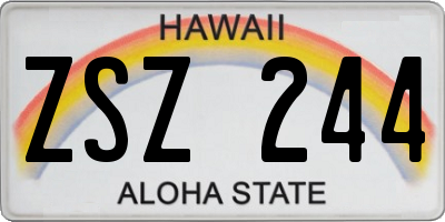 HI license plate ZSZ244