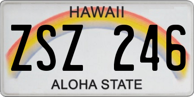 HI license plate ZSZ246