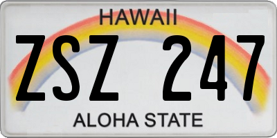 HI license plate ZSZ247