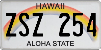 HI license plate ZSZ254