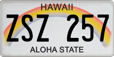 HI license plate ZSZ257