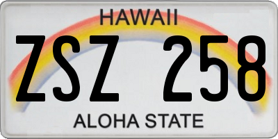 HI license plate ZSZ258