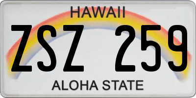 HI license plate ZSZ259