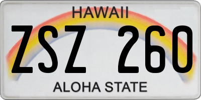 HI license plate ZSZ260