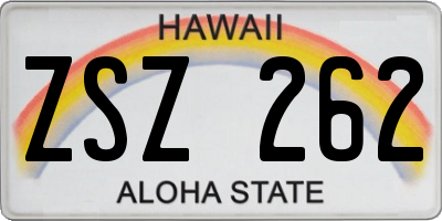 HI license plate ZSZ262